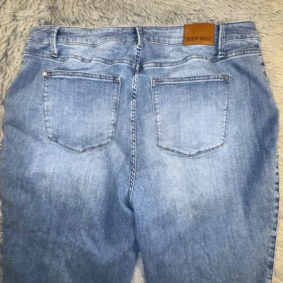 Judy Blue Wide Leg Cropped Jeans Women's 24W Light Wash Braided Detail High Rise - Picture 11 of 15